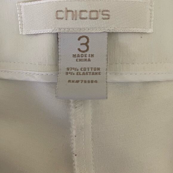 Chicos Women Cotton Pants XL White Straight Leg Classic Officewear Minimalistic - Picture 2 of 8